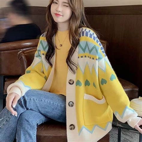O Kho C Cardigan Len H A Ti T Th C M M U Cam V Ng Qu Ng Ch U Cao C P Hot Tiktok Douyin Thu