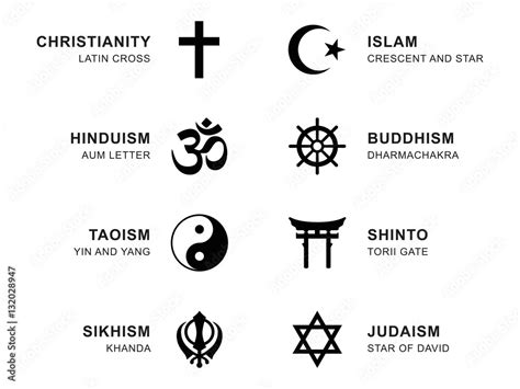 World religion symbols. Eight signs of major religious groups and ...