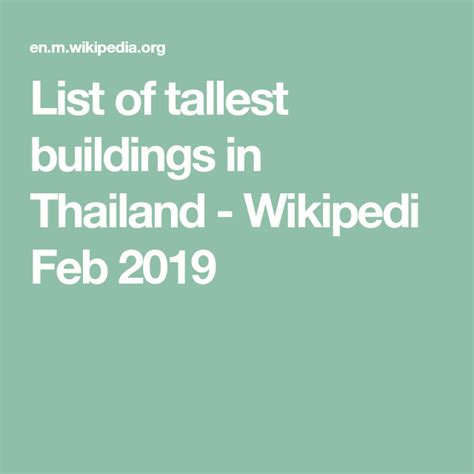 List Of Tallest Buildings In Thailand