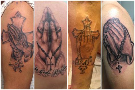 Praying Hands Cross Tattoo Design