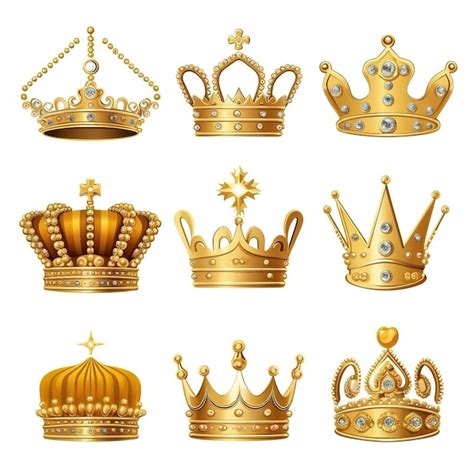 Premium Photo Realistic Gold Crown Crowning Headdress For King And