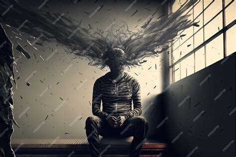 Concept de maladie mentale avec une illustration sombre d'un homme