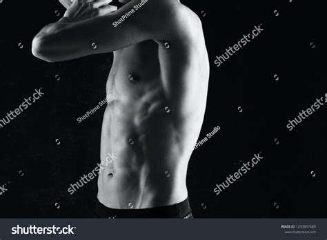 Muscular Male Nude Athlete On Dark Stock Photo Shutterstock