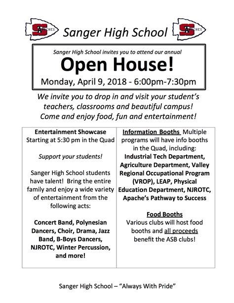 Sanger High School Open House 2018 The Sanger Scene