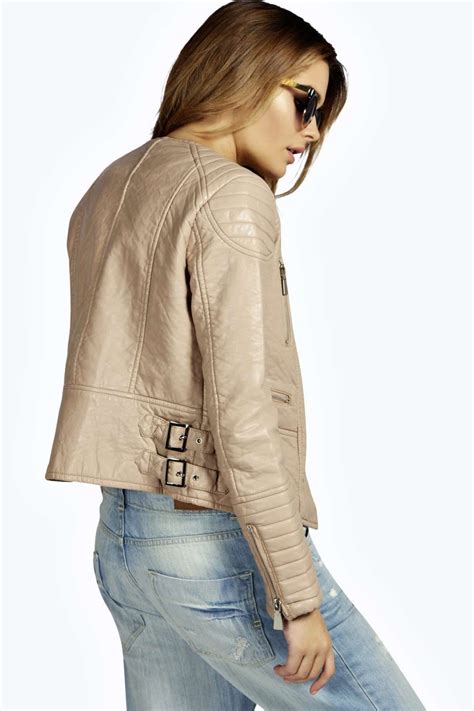 Mildred Nude Leather Look Biker Jacket Men S Coats And Jackets Jackets Men S Coats Jackets