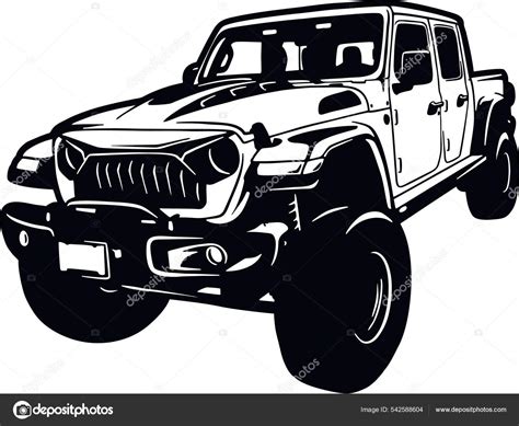 Classic Truck Muscle Car Classic Car Stencil Silhouette Vector