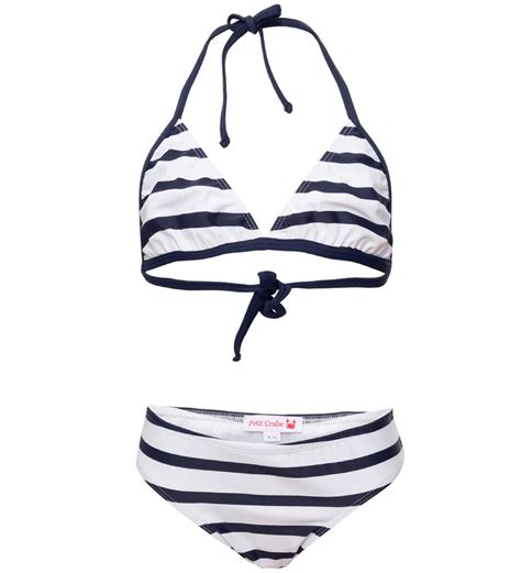 Petit Crabe Bikini Elle Uv Hvid Navystribet