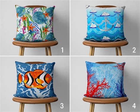 nautical coral pillow cover coastal house sea ocean cushion cover