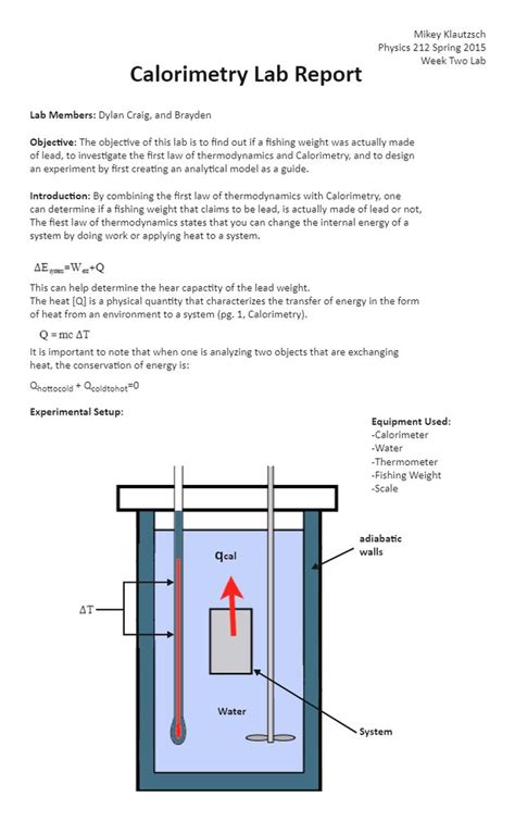 Calorimetry Lab Report Custom Writing Proposal Writing College