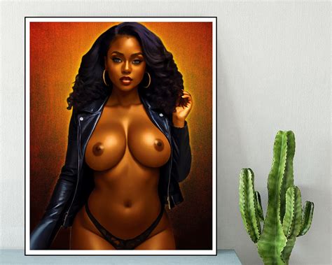 Black Woman Nude Art Black Erotic Art Canvas Poster Mature Nude Black Women Sexy Model Black