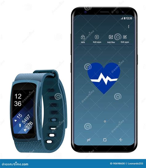 Samsung Galaxy S8 and Smartwatch Gear Fit Editorial Stock Photo