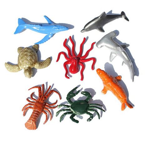 8pcs Plastic Sea Marine Animal Figures Ocean Creatures Shark Whale Kids