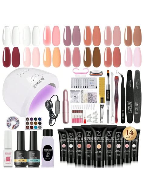ROSALIND Poly Nail Gel Kit PCS PCS Nude Clear Whit Ml Polygel Extension Gel Polish Quick