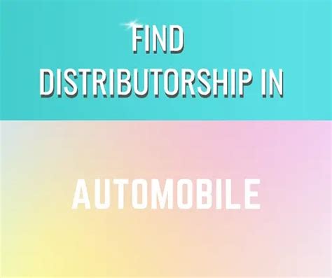 Automobile distributorship ~ Take Distributorship