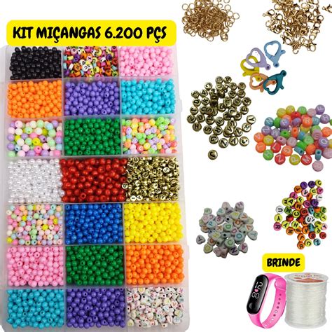 Miçangas Para Pulseiras Infantil - Kit Miçangas Para Fazer Pulseiras e Bijuterias Coloridas Infantil ...