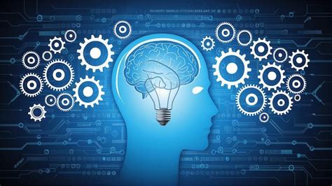 Premium Photo A Blue Poster With A Human Head And Gears And A Blue