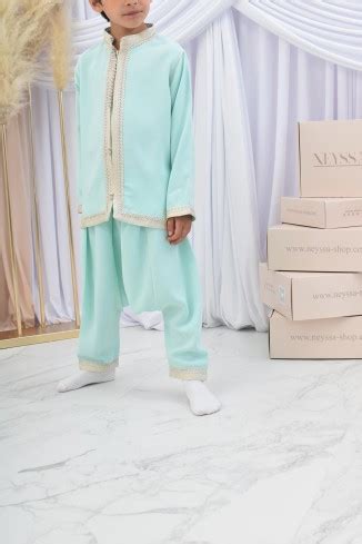 Ensemble Jabador marocain garçon pièces dark nude avec tunique brodée