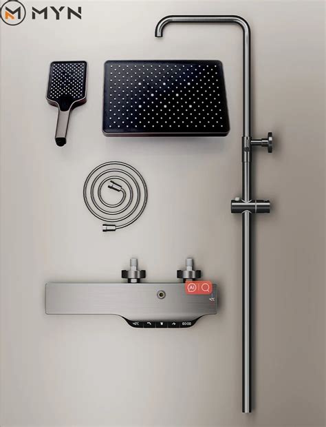 Myn Tiktok Trend Luxury Bathroom Hot Cold Wall Mount Hung Led Digital Display Waterfall Bathroom