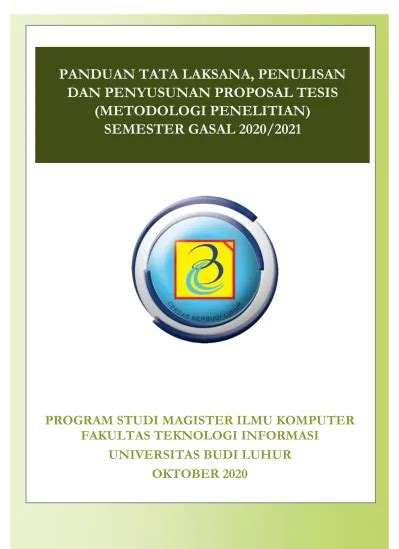 Panduan Tata Laksana Penulisan Dan Penyusunan Proposal Tesis