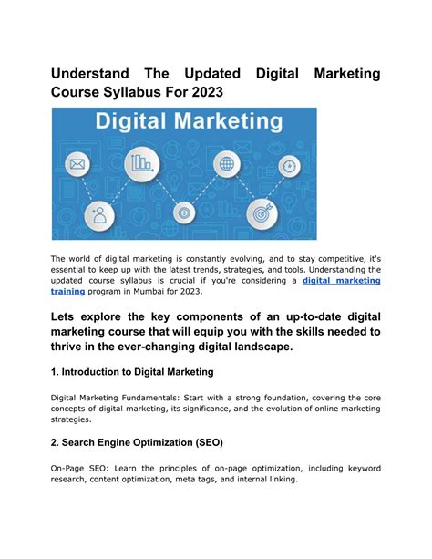 Ppt Understand The Updated Digital Marketing Course Syllabus For