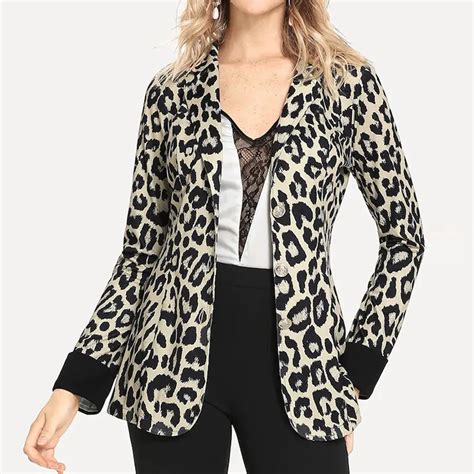 Buy Feitong Women Leopard Print Blazer Vintage Ladies