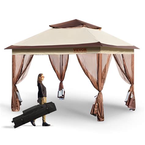 VEVOR Patio Gazebo, 11 x 11 FT Pop up Gazebo for 8-10 Person, with