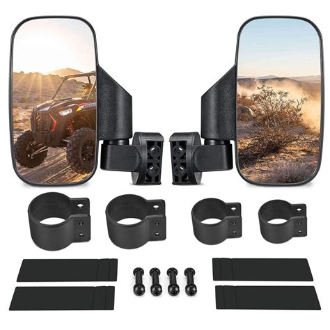 UTV Side Mirrors with 1.75" -2" Roll Bar Cage, UTV Mirrors 360 Degree ...