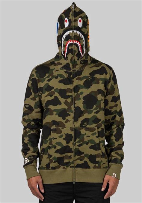 1st Camo Shark Full Zip Hoodie - Green - LOADED