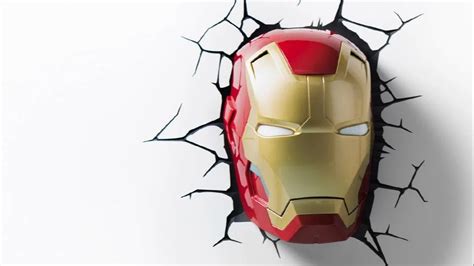 Unisex Plastic Iron Man Hand Light 3d Deco Light With Crack Sticker