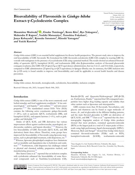 PDF Bioavailability of Flavonoids in Ginkgo biloba Extract γ