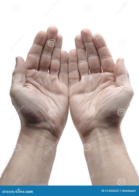 Two Open Hand Stock Photo Image Of Palm Isolated Giving 21434232