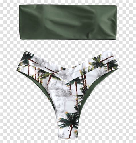 Coconut Trees Bandeau Bikini SetClass Lazy Spodnji Del Kopalk Brazilke Apparel Underwear