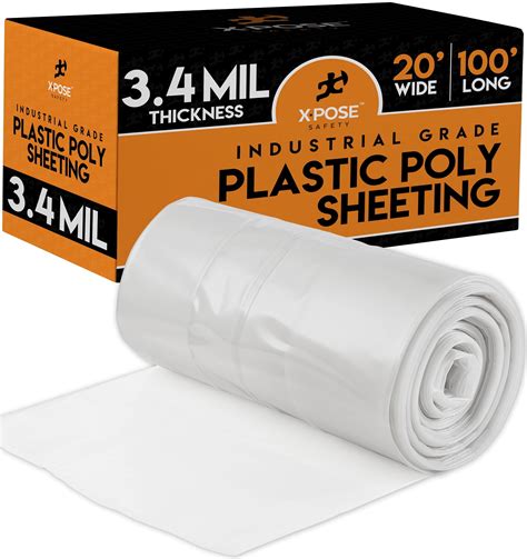 Clear Poly Sheeting - 20x100 Feet – Heavy Duty, 3.4 Mil Thick Plastic ...