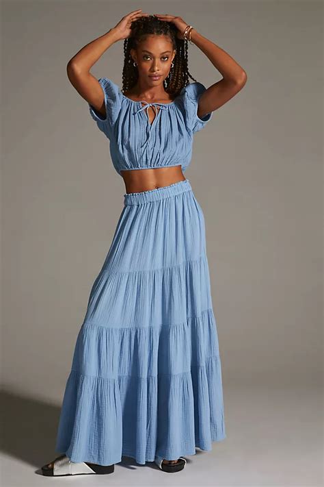 Sundry Tiered Maxi Skirt Anthropologie