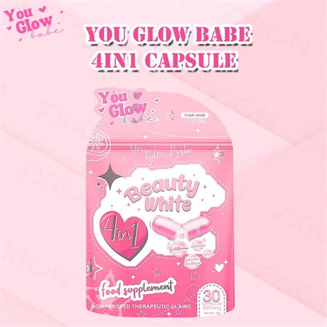 YOU GLOW BABE Beauty White 4 In 1 Glutathione Advance Whitening 30 Capsules New Packaging