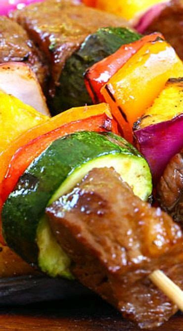 Grilled Hawaiian Beef Kabobs Kabob Recipes Beef Kabobs Beef Kabob Recipes