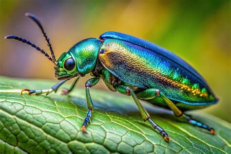 Sparkling Metallic Jewel Beetle A Closeup Of An Iridescent Insect On A