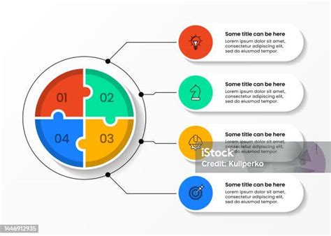 인포그래픽 템플릿입니다 원 안에 4 단계로 퍼즐 벡터 개념에 대한 스톡 벡터 아트 및 기타 이미지 개념 계획 다이어그램