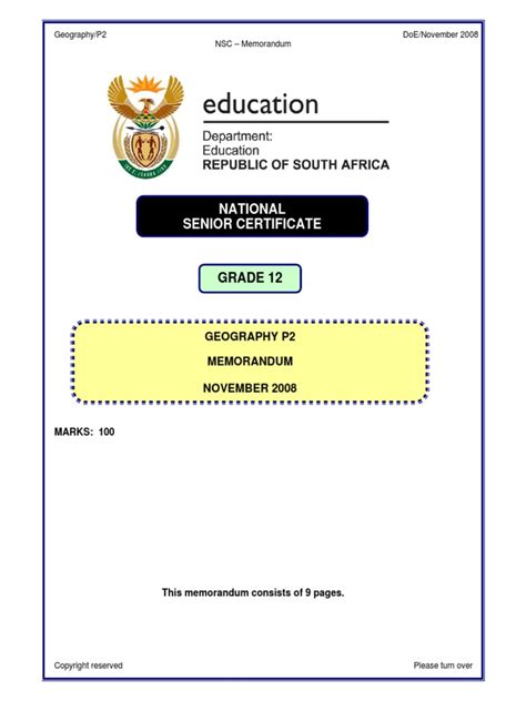 Geography P2 Memo Eng Nov 2008 Final Geographic Information System