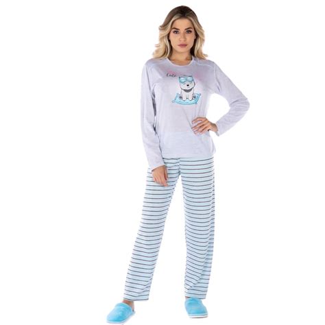 Pijama Feminino Aconchego Meia Malha Victory