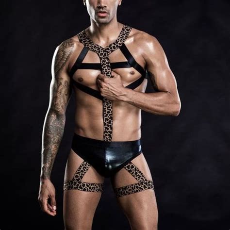 Lingerie Sexy Homme Lingerie Et Boxer Homme Deux Pi Ces Lacets Crois S En Ourlets L Opard