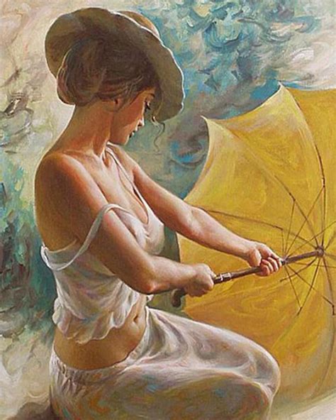 Frameless Picture Umbrellas Woman Painting By Numbers Modern Wall Art Handpainted Oil Painting