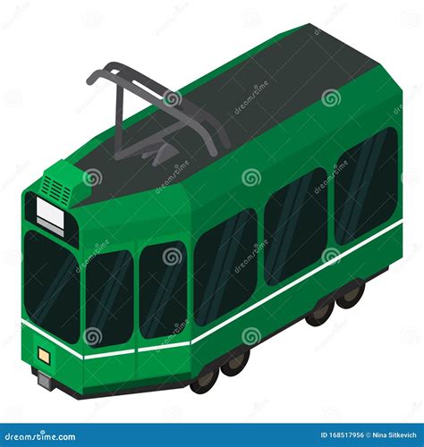 Green Tram Car Icon Isometric Style Stock Vector Illustration Of