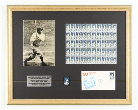 Babe Ruth 1983 Full Uncut U S 50 Stamp Sheet Custom Framed Display With First Day Issue Cover