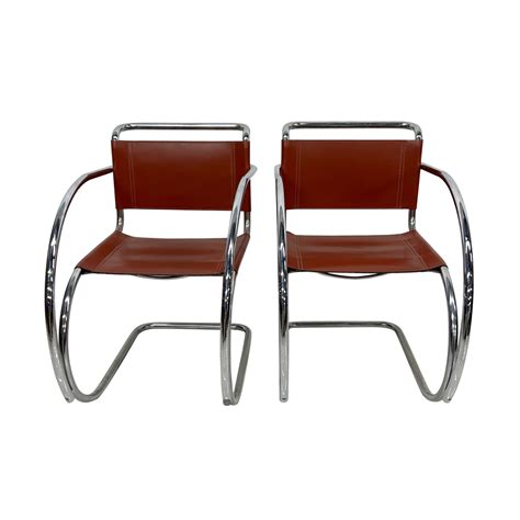 Ludwig Mies Van Der Rohe Knoll Vintage American Mr Chrome And Leather