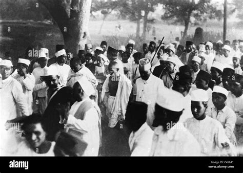 mahatma gandhi  sabarmati ashram   salt march  stock