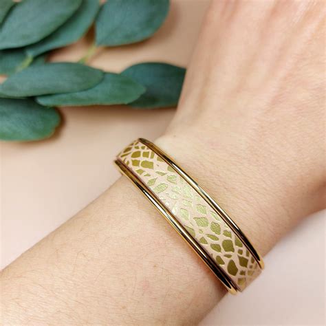 Bracelet jonc doré mm cuir nude Les Heures du Cuir