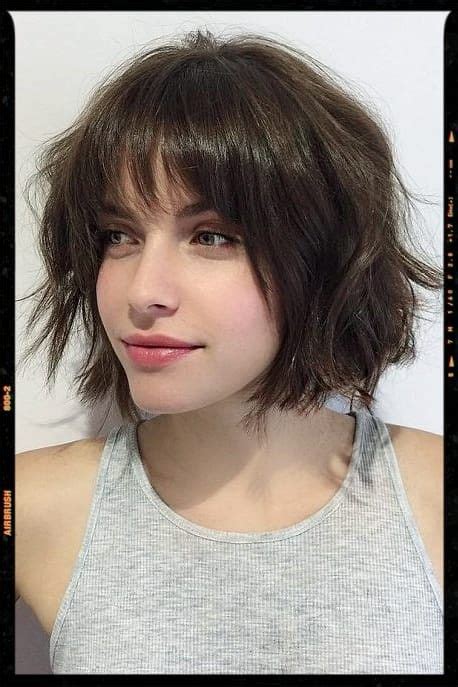 Short Messy Brunette Bob With Bangs Artofit