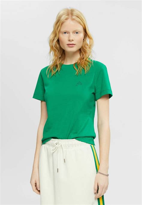 Esprit Mit Delfinprint T Shirt Basic Green Grün Zalando At