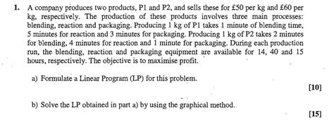 Solved A Company Produces Two Products P1 And P2 And Sells Chegg